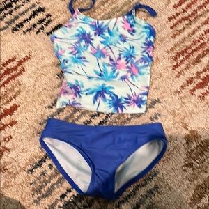 art class Tropical Print Kids Swim Bikini - Blue and Purple